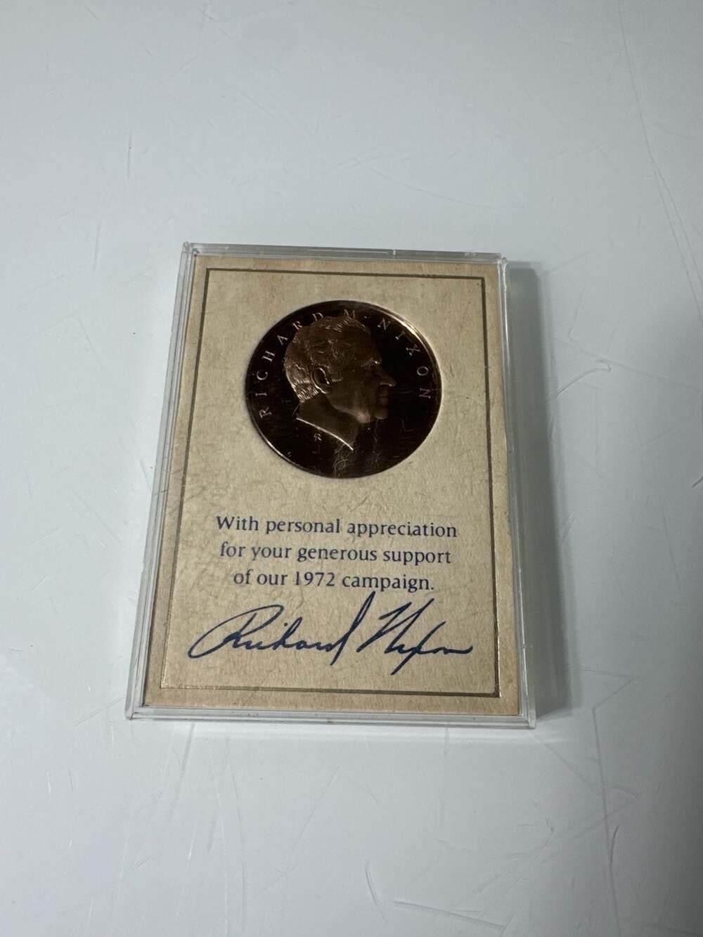 Franklin Mint 1972 Richard Nixon Official RNC Presidential Campaign Bronze Medal